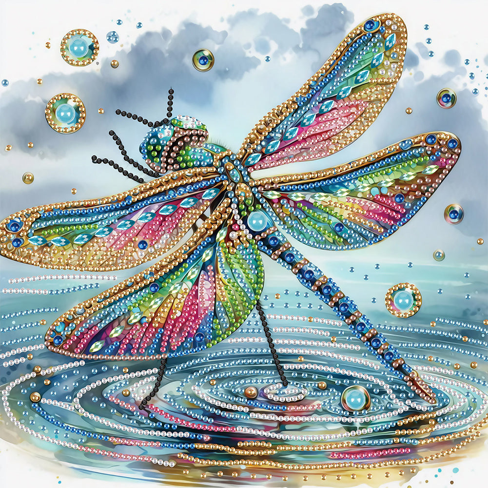 Diamond Painting - Partial Special Shaped - Gorgeous Dragonfly (30*30CM)