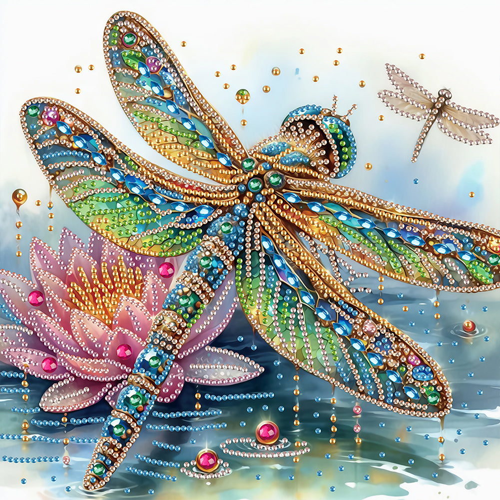 Diamond Painting - Partial Special Shaped - Gorgeous Dragonfly (30*30CM)