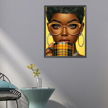 Load image into Gallery viewer, Diamond Painting - Full Round - Woman with yellow glasses (40*50CM)
