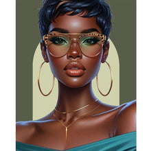 Load image into Gallery viewer, Diamond Painting - Full Round - Woman with gold and black spots (40*50CM)
