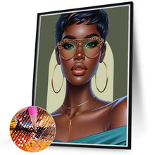 Load image into Gallery viewer, Diamond Painting - Full Round - Woman with gold and black spots (40*50CM)
