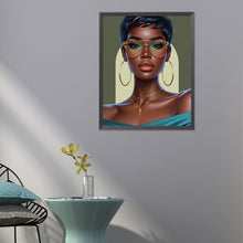 Load image into Gallery viewer, Diamond Painting - Full Round - Woman with gold and black spots (40*50CM)
