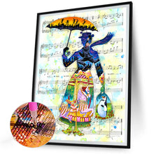 Load image into Gallery viewer, Diamond Painting - Full Round - Piano score of girl silhouette (30*40CM)
