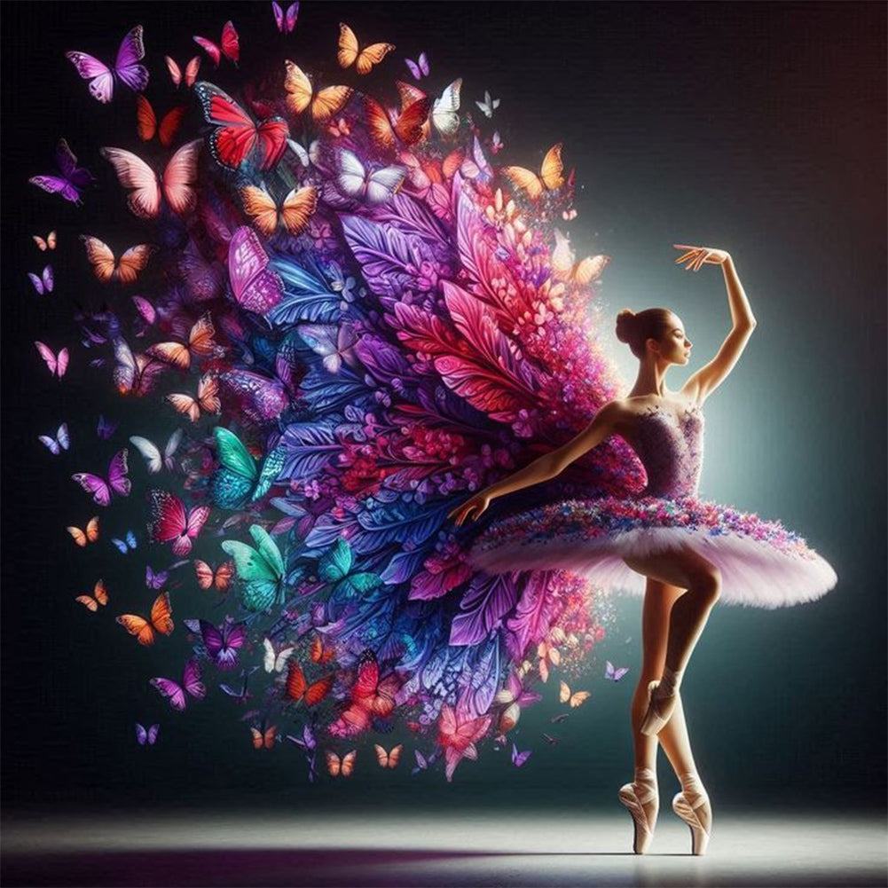 Diamond Painting - Full Round - Dancing butterfly girl (40*40CM)