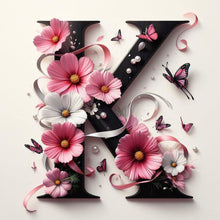 Load image into Gallery viewer, Diamond Painting - Full Round - Daisy butterfly letter K (40*40CM)
