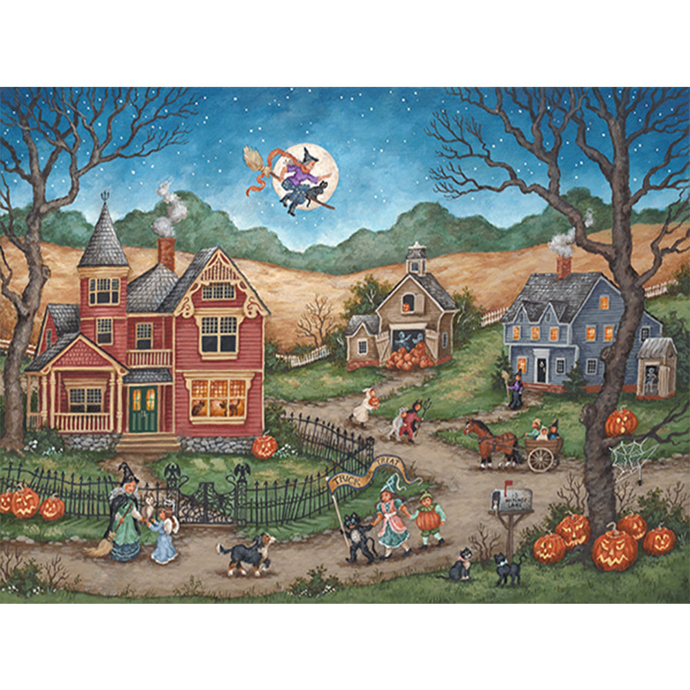Diamond Painting - Full Round - Halloween night scene (60*45CM)