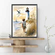 Load image into Gallery viewer, Diamond Painting - Full Square - Children in front of the lighthouse (30*40CM)
