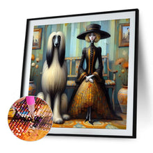 Load image into Gallery viewer, Diamond Painting - Full Round - Afghan hound and lady (40*40CM)
