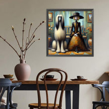 Load image into Gallery viewer, Diamond Painting - Full Round - Afghan hound and lady (40*40CM)
