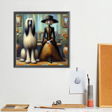 Load image into Gallery viewer, Diamond Painting - Full Round - Afghan hound and lady (40*40CM)
