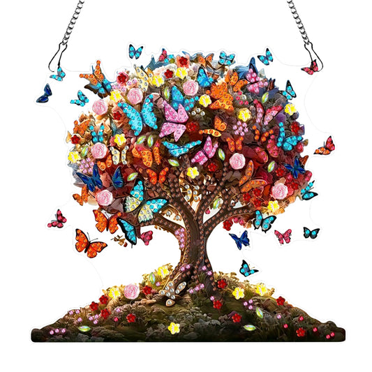 PET Special Shaped Butterfly Tree Garland 5D DIY Diamond Art Hanging Decorations