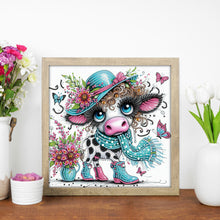 Load image into Gallery viewer, Diamond Painting - Partial Special Shaped - Funny Cow (30*30CM)
