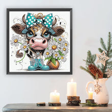 Load image into Gallery viewer, Diamond Painting - Partial Special Shaped - Funny Cow (30*30CM)
