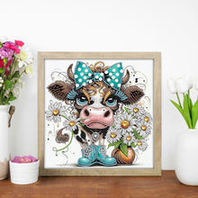 Load image into Gallery viewer, Diamond Painting - Partial Special Shaped - Funny Cow (30*30CM)
