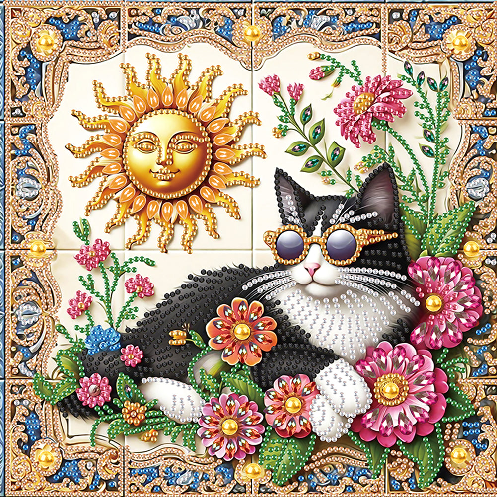 Diamond Painting - Partial Special Shaped - Funny Cat (30*30CM)
