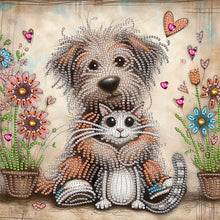 Load image into Gallery viewer, Diamond Painting - Partial Special Shaped - Friendly Cat and Dog (30*30CM)
