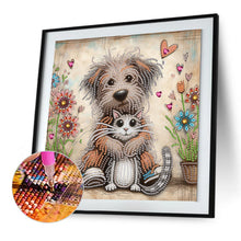 Load image into Gallery viewer, Diamond Painting - Partial Special Shaped - Friendly Cat and Dog (30*30CM)
