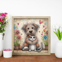 Load image into Gallery viewer, Diamond Painting - Partial Special Shaped - Friendly Cat and Dog (30*30CM)
