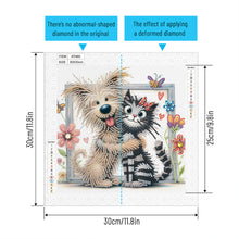 Load image into Gallery viewer, Diamond Painting - Partial Special Shaped - Friendly Cat and Dog (30*30CM)
