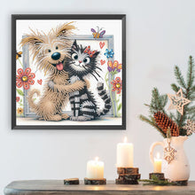 Load image into Gallery viewer, Diamond Painting - Partial Special Shaped - Friendly Cat and Dog (30*30CM)
