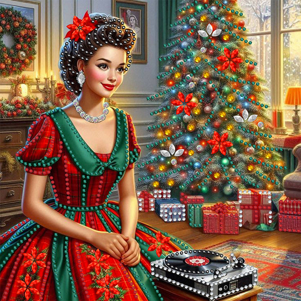 Diamond Painting - Partial Special Shaped - Christmas Lady (30*30CM)