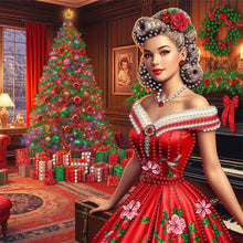 Load image into Gallery viewer, Diamond Painting - Partial Special Shaped - Christmas Lady (30*30CM)
