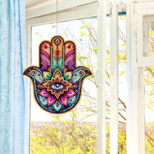 Load image into Gallery viewer, Acrylic Lotus Palm 5D DIY Diamond Painting Dots Pendant for Garden Window Decor
