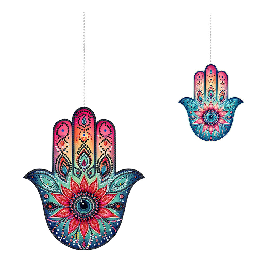 Acrylic Lotus Palm 5D DIY Diamond Painting Dots Pendant for Garden Window Decor