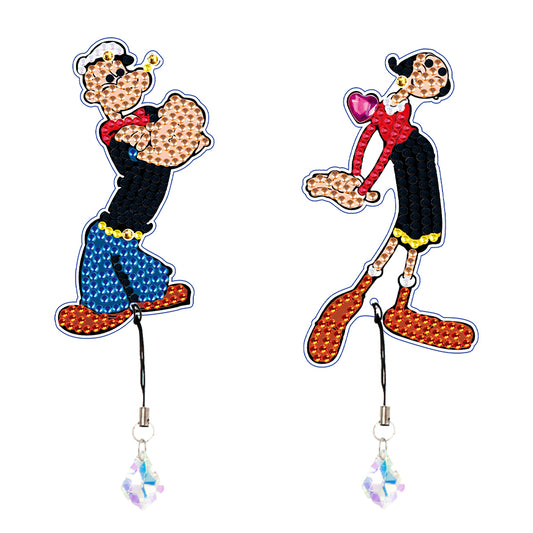 2Pcs Special Shape Donald Duck Diamond Art Bookmark with Pendant for Book Lovers