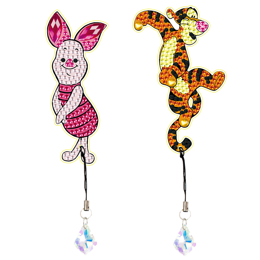 2Pcs Special Shape Donald Duck Diamond Art Bookmark with Pendant for Book Lovers