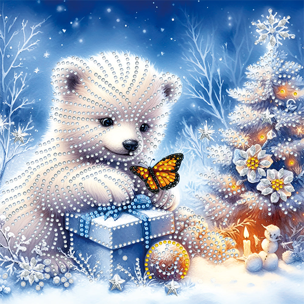 Diamond Painting - Partial Special Shaped - Winter Snow Bear (30*30CM)