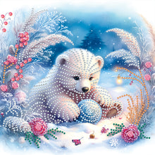 Load image into Gallery viewer, Diamond Painting - Partial Special Shaped - Winter Snow Bear (30*30CM)
