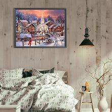 Load image into Gallery viewer, Diamond Painting - Full Round - Winter snow town (40*30CM)
