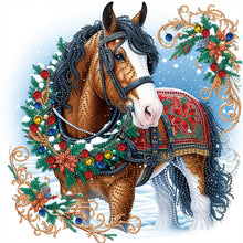 Load image into Gallery viewer, Diamond Painting - Partial Special Shaped - Christmas Horse (40*40CM)
