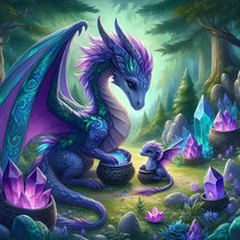 Load image into Gallery viewer, Diamond Painting - Full Round - Dinosaur and baby dinosaur (50*50CM)
