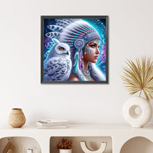 Load image into Gallery viewer, Diamond Painting - Full Round - Ethnic girl and owl (50*50CM)
