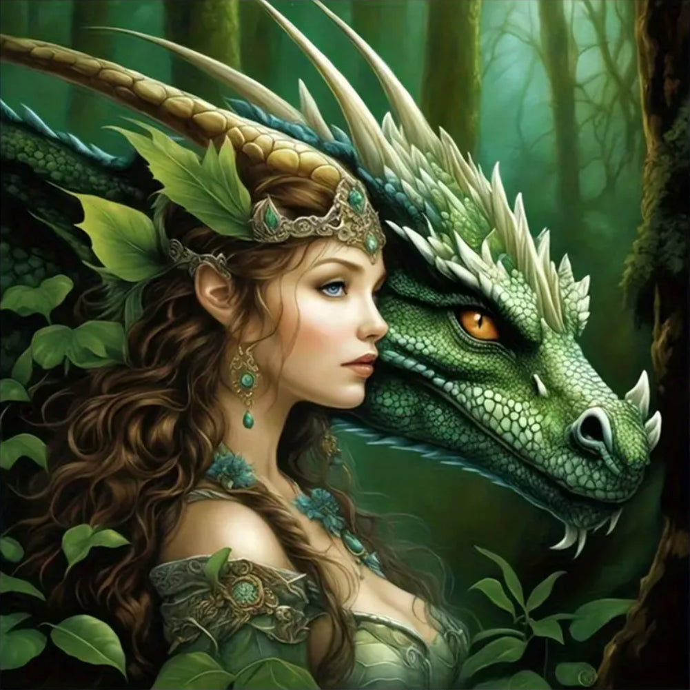 Diamond Painting - Full Round - Girl and dinosaur (50*50CM)