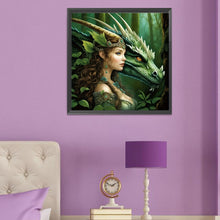 Load image into Gallery viewer, Diamond Painting - Full Round - Girl and dinosaur (50*50CM)
