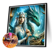 Load image into Gallery viewer, Diamond Painting - Full Round - Elf girl and dragon (50*50CM)
