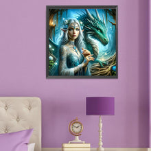 Load image into Gallery viewer, Diamond Painting - Full Round - Elf girl and dragon (50*50CM)
