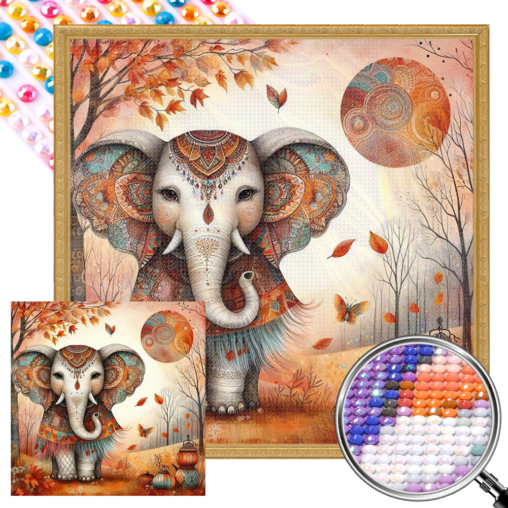 AB Diamond Painting - Full Round - Autumn elephant (40*40CM)