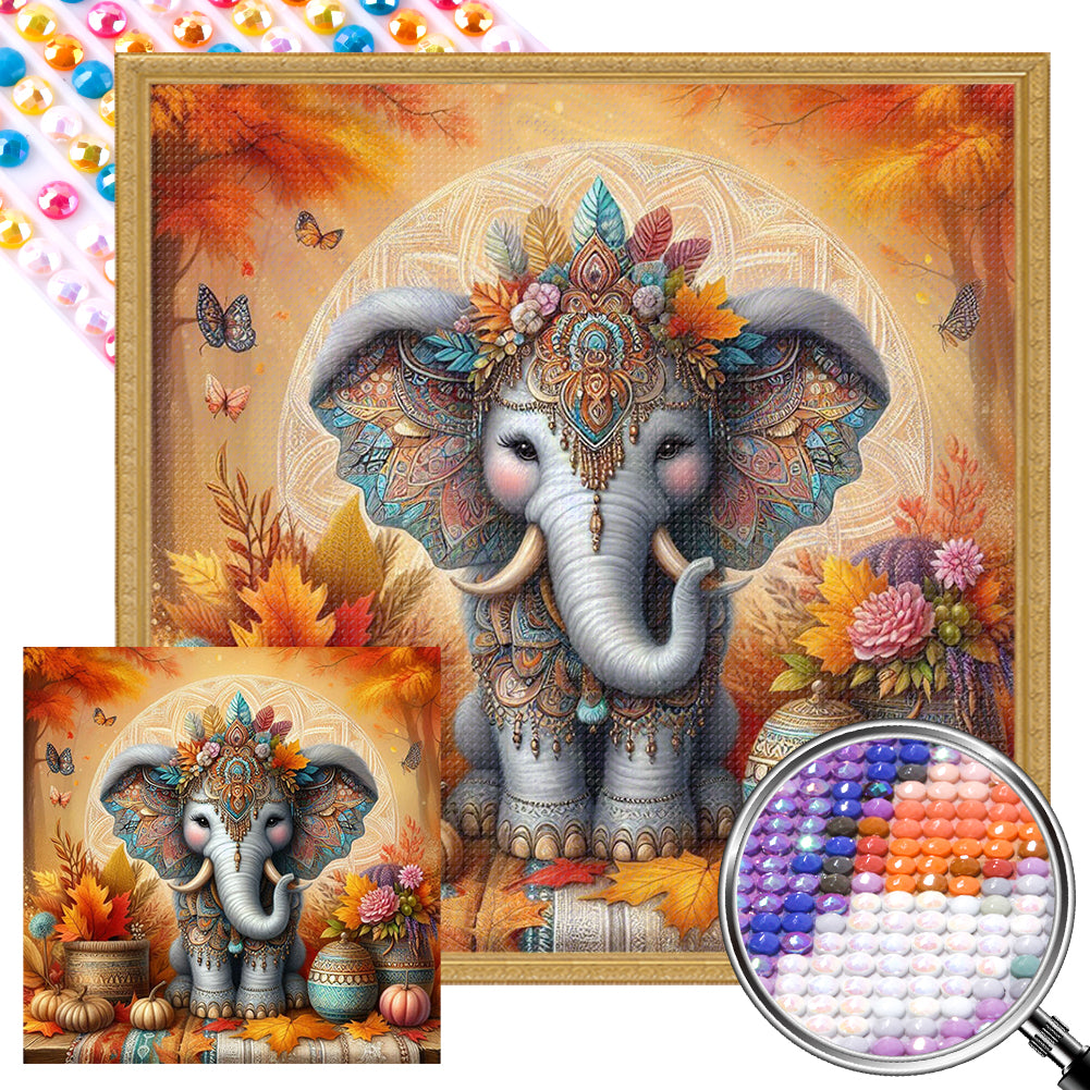 AB Diamond Painting - Full Round - Autumn elephant (40*40CM)