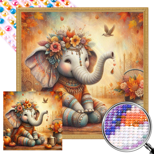 AB Diamond Painting - Full Round - Autumn elephant (40*40CM)