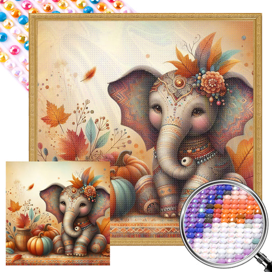 AB Diamond Painting - Full Round - Autumn elephant (40*40CM)