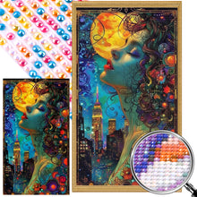 Load image into Gallery viewer, AB Diamond Painting - Full Round - City Art Girl in the Moonlight (40*70CM)
