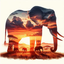 Load image into Gallery viewer, AB Diamond Painting - Full Round - Silhouette scenery elephant (40*40CM)
