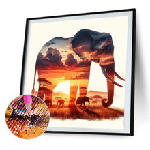 Load image into Gallery viewer, AB Diamond Painting - Full Round - Silhouette scenery elephant (40*40CM)
