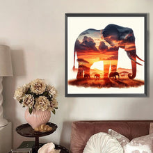 Load image into Gallery viewer, AB Diamond Painting - Full Round - Silhouette scenery elephant (40*40CM)
