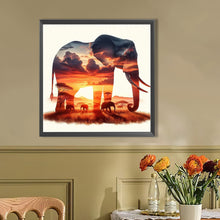 Load image into Gallery viewer, AB Diamond Painting - Full Round - Silhouette scenery elephant (40*40CM)
