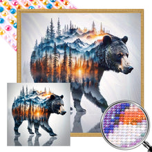 Load image into Gallery viewer, AB Diamond Painting - Full Round - Silhouette scenery black bear (40*40CM)
